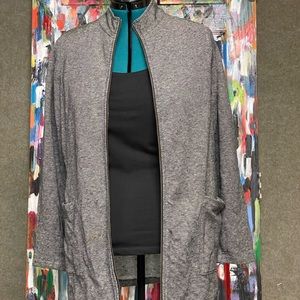 Eileen Fisher Women's Collared Hemp Full Zip Up Jacket Micro Stripe, L